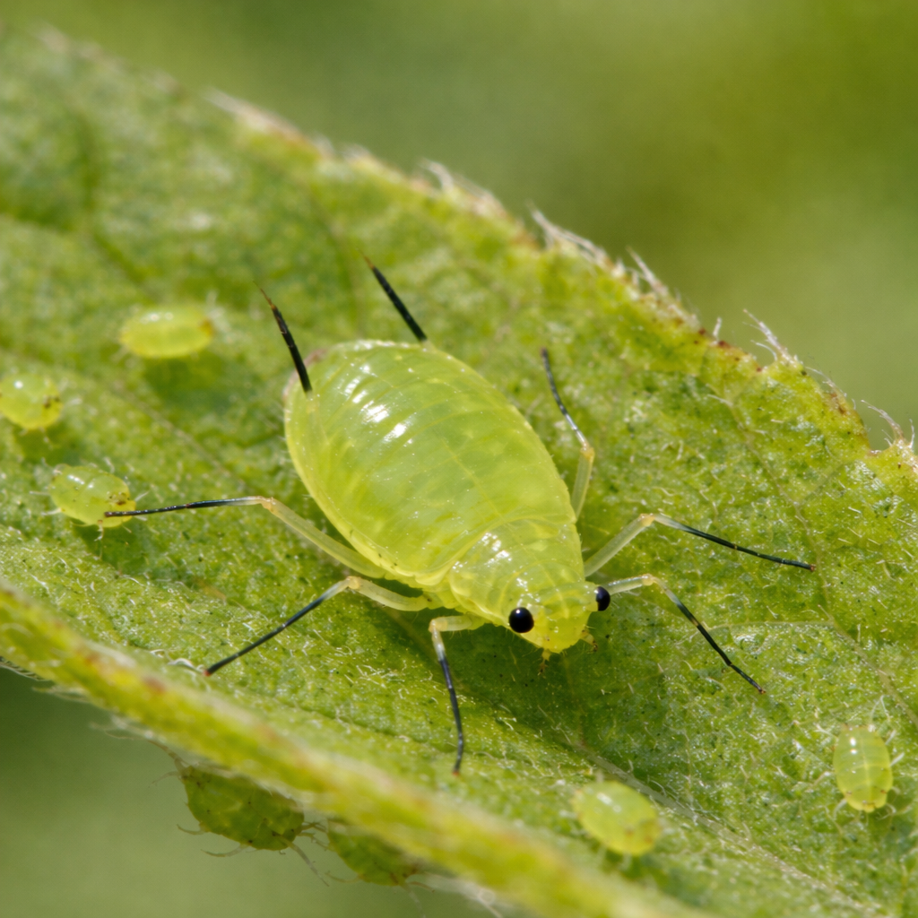 aphid on green leaf
