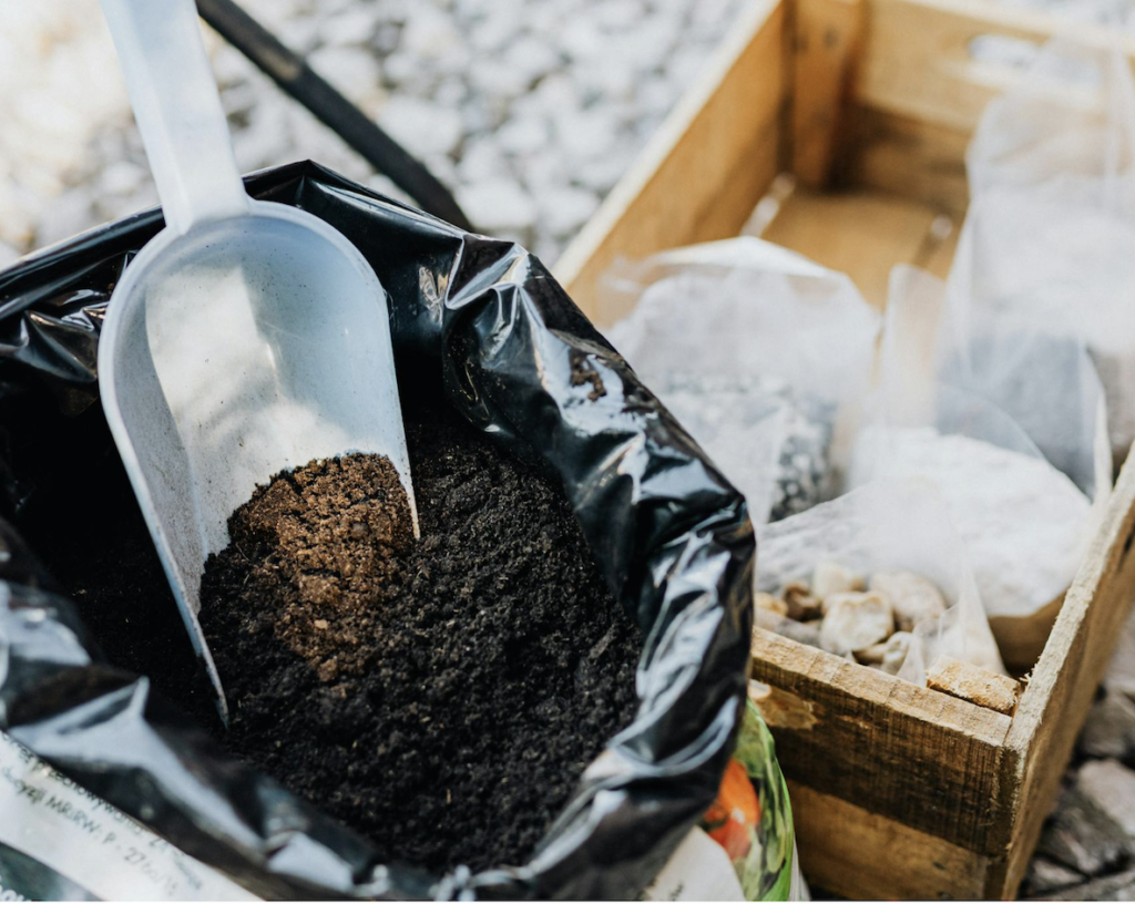 nutrients bag and shovel