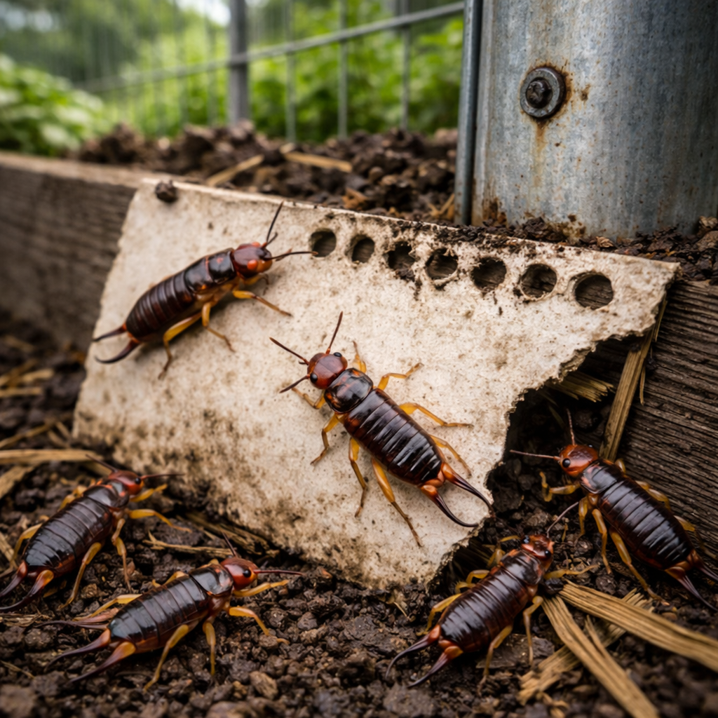 earwig on cardboard