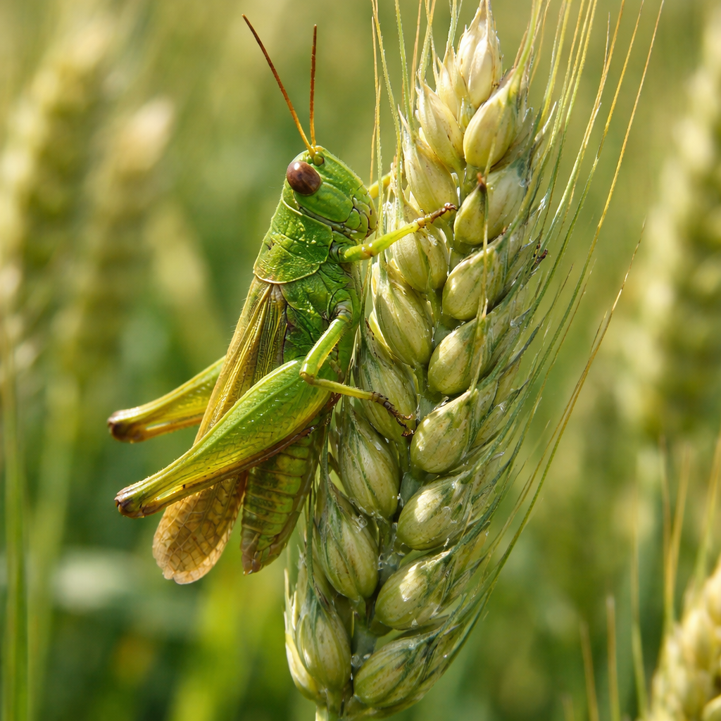 grasshopper on wheat
