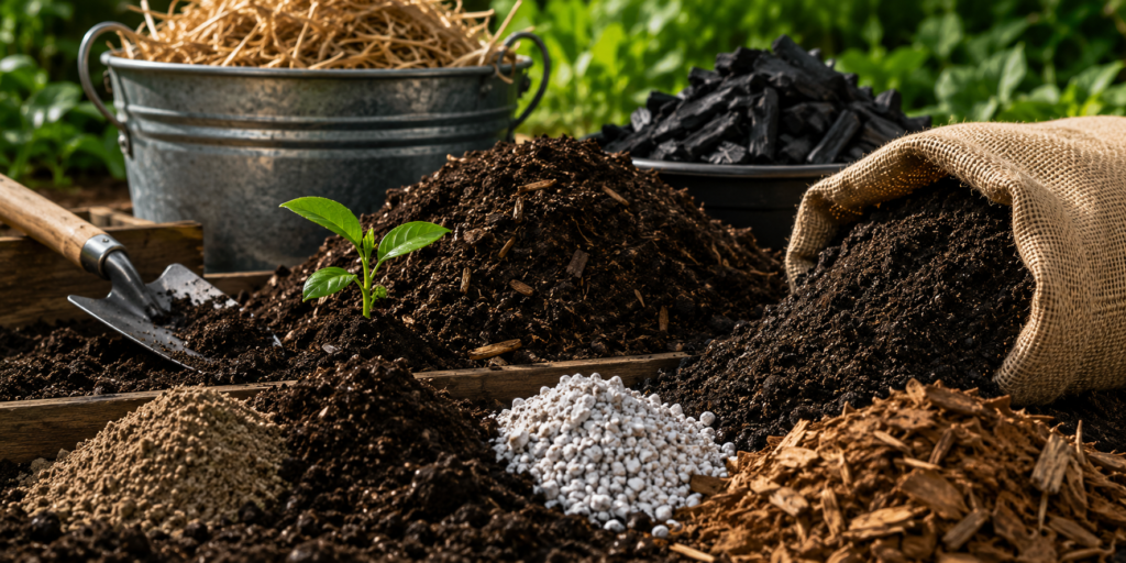 soil compost and growing materials